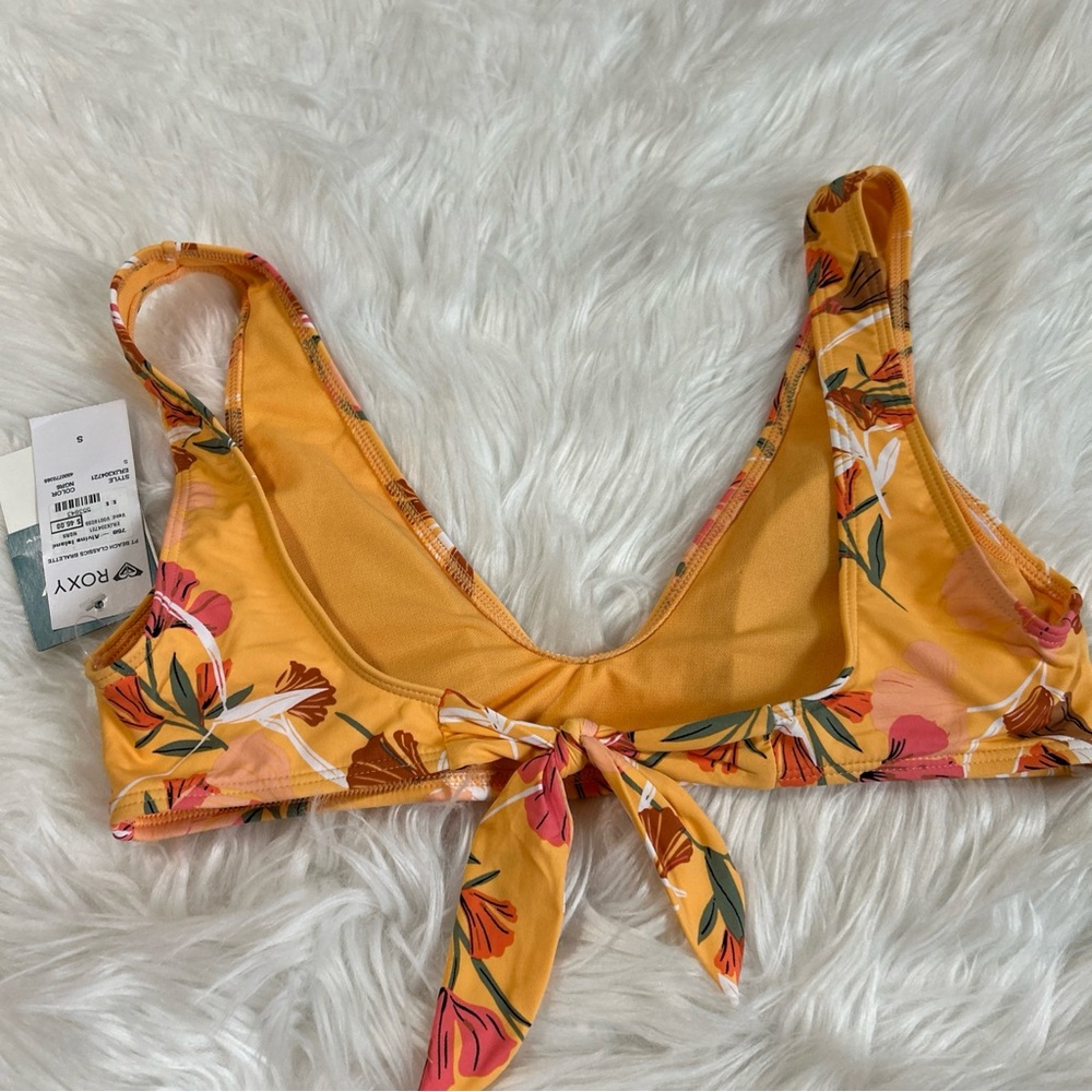 NWT Roxy Women's Floral Yellow beach bralette tropical padded $46 - Picture 4 of 5